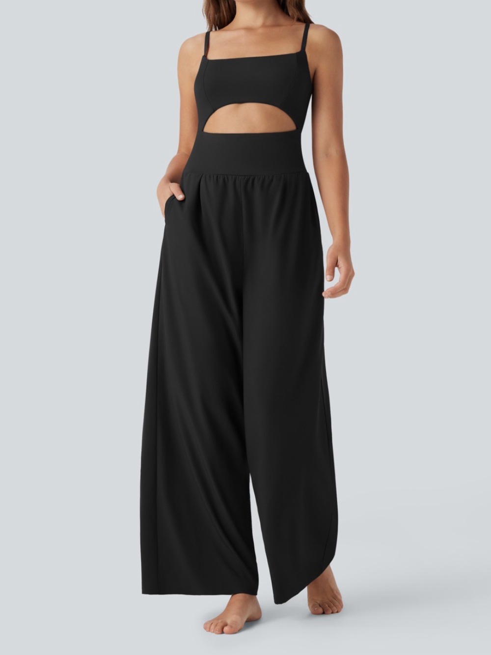 Halara Breezeful Cut Out Quick Dry Yoga Jumpsuit with Pockets-Easy Peezy Large